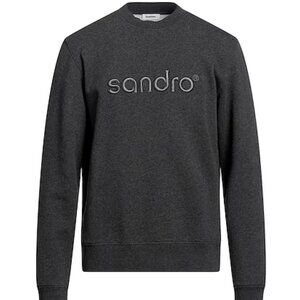 Sandro Man's Sweatshirt Steel Grey Size S Cotton, Elastane, Polyester